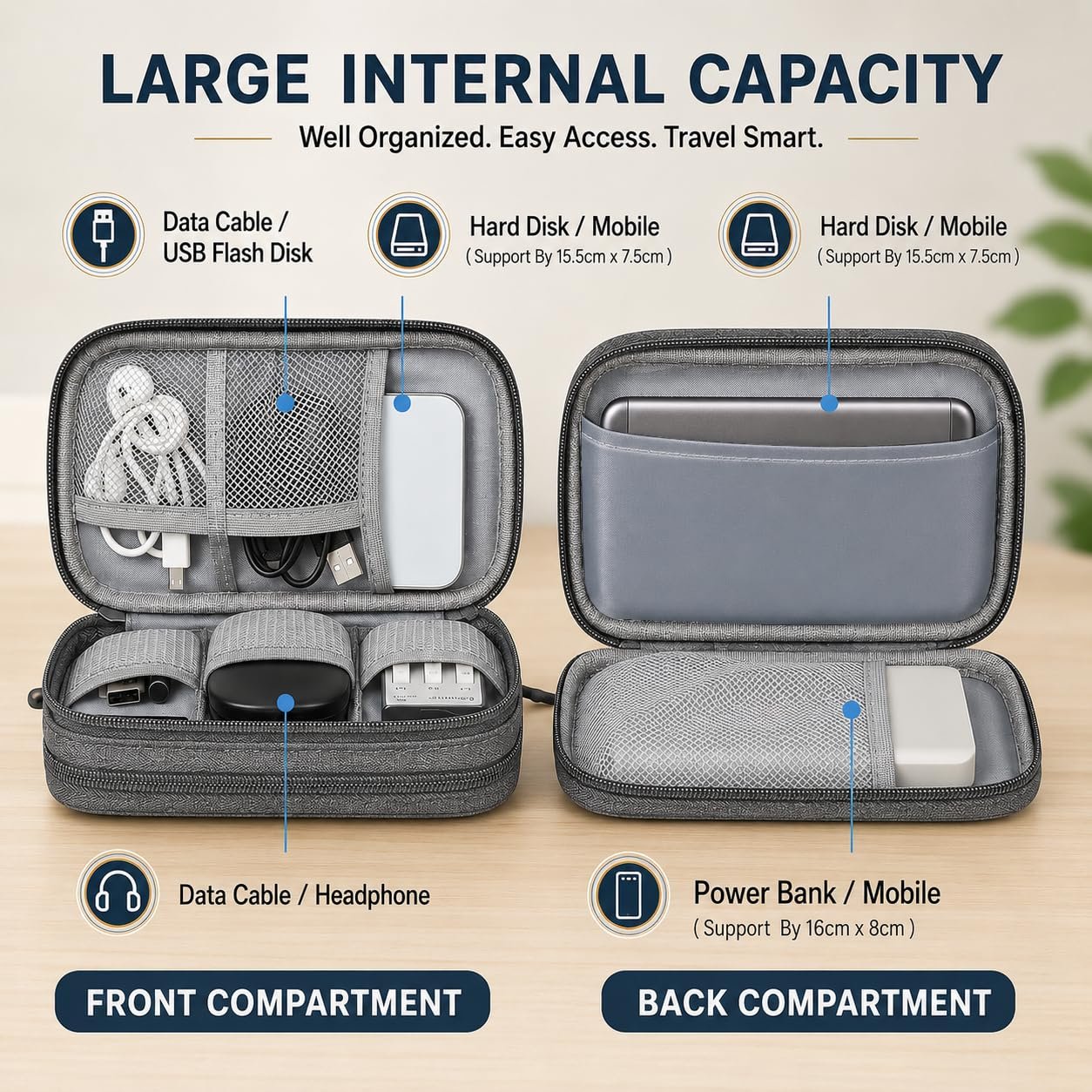 71T4+V9jrVL._SL1254_ SaleOn Tech Pouch Organizer 8.3 × 5 Inch – Portable Gadget & Travel Organizer with 1 Year Warranty - Image 1